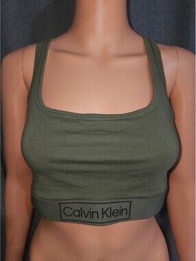 Calvin Klein Olive Green Racerback Sports Bra Large